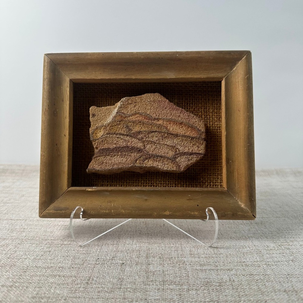 Vintage Kanab Utah Wonderstone Sandstone Art Framed | Burlap Southwestern Decor